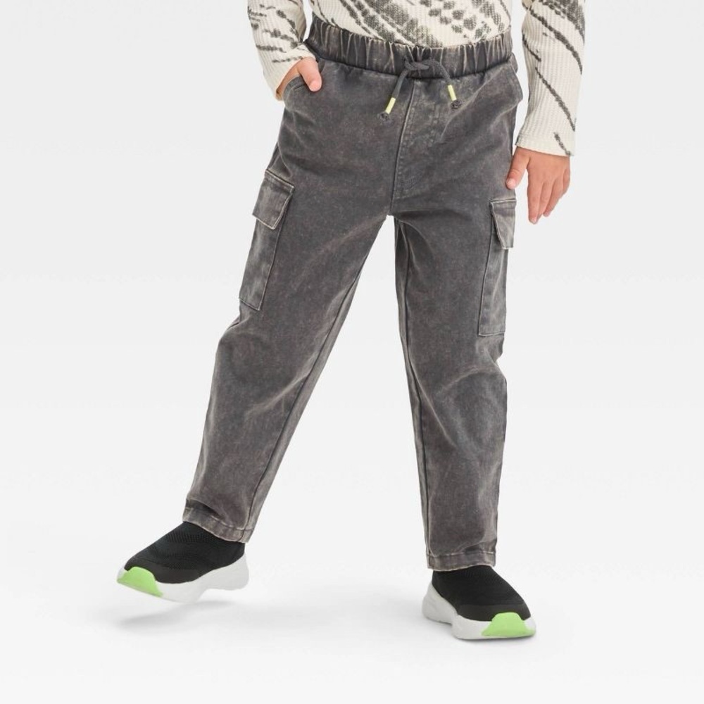 Grayson Mini Boys Twill Cargo Jogger Charcoal Grey Pants - 4t
